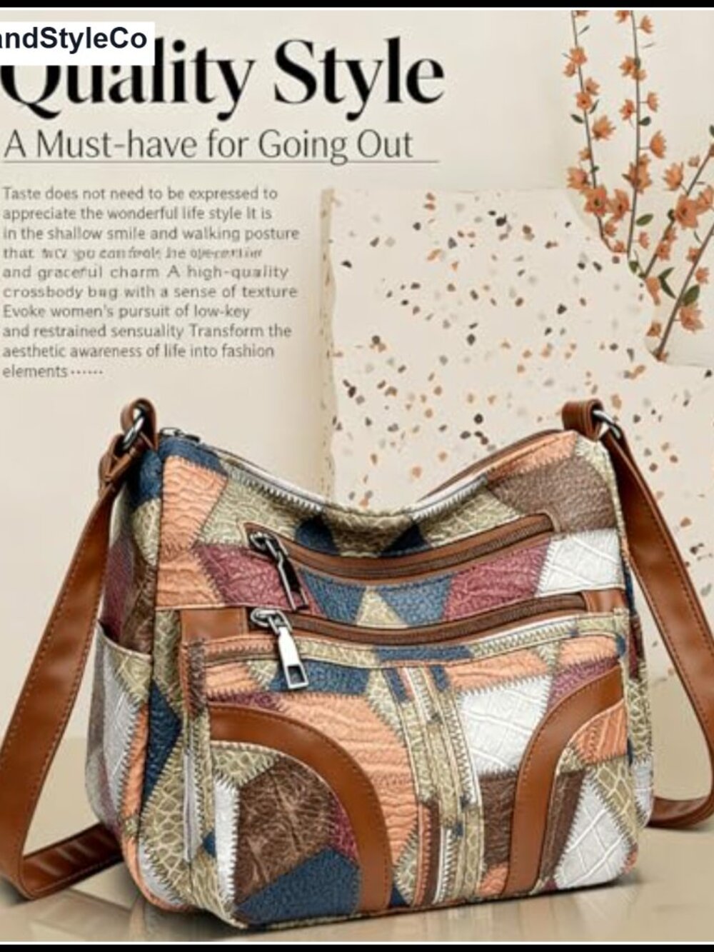 Crocodile Print Soft Leather Tote Bag with Adjustable Strap - Picture 6 of 6